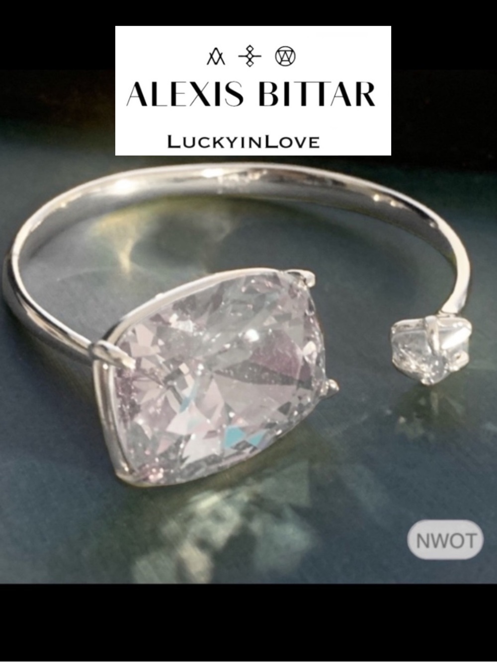 ALEXIS BITTAR • Silver Giant “Diamond” CZ or Swarovski Crystal Cuff Bracelet